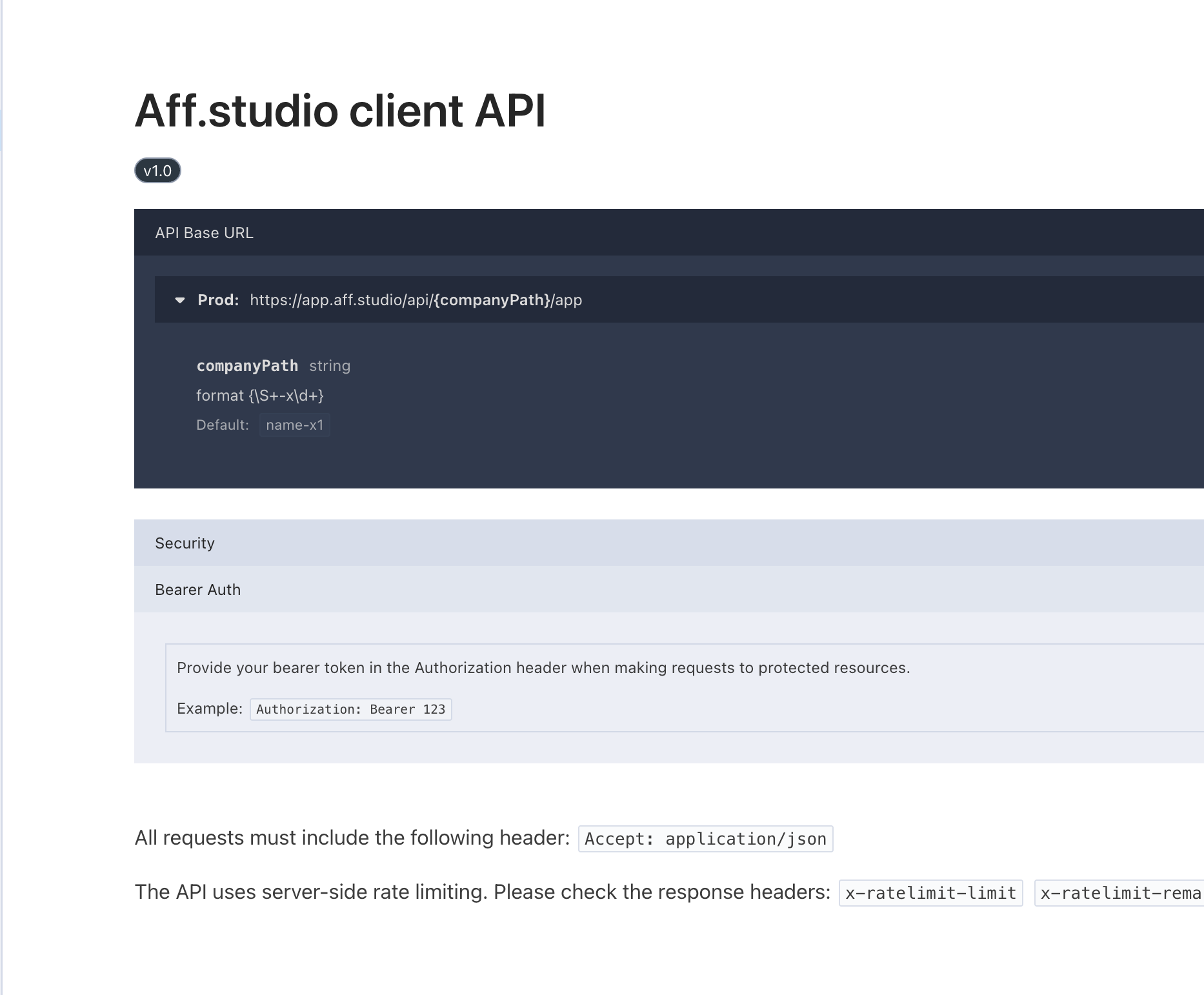 API (read access) example